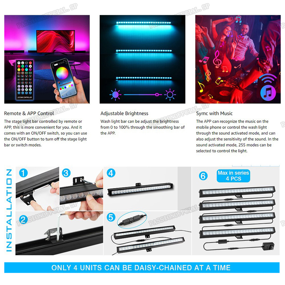 LED Four in one ไฟบรรยากาศ ไฟ LED ไฟแถบ LED RGB * 4 แถบไฟตกแต่ง ไฟตก ...