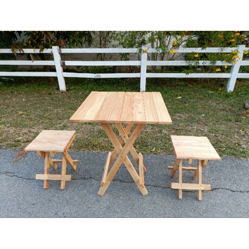 ชุดโต๊ะพับไม้ยางพารา-ขนาด-60x60x75cm-ประกอบพร้อมใช้งาน