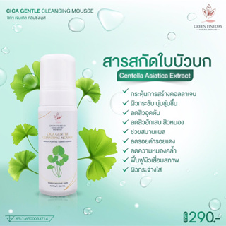 CICA​ GENTLE​ CLEANSING​ MOUSSE​ ☘️ โฟมล้างหน้าสารสกัดจากธรรมชาติ ปราศจาก​ SLS, แอลกอฮอล์, น้ำหอม, สี, พาราเบน