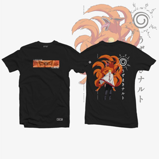 เสื้อยืดอนิเมะ Naruto - เสื้อยืดแขนสั้นพิมพ์ลายกราฟฟิค kyuubi