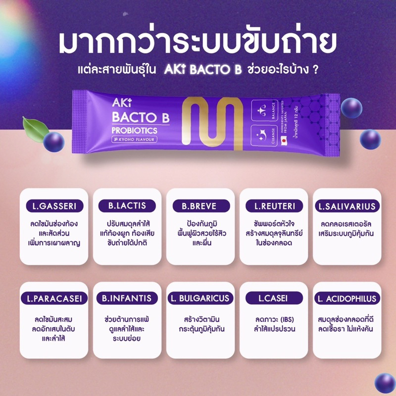 ภาพสินค้า️โปรเปิดตัว2แถม1(*จำกัด) ️Aki Bacto B แบคโตะ บี จุลินทรีย์คนผอม คนท้องทานได้ aki24 Aki plus จากร้าน irichbeauty_shop บน Shopee ภาพที่ 8