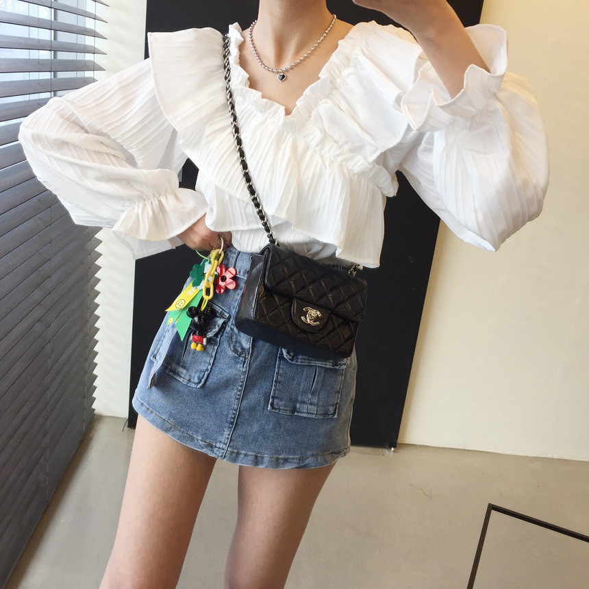 ใส่โค้ด-wqtelh-มีรูปถ่ายสินค้าจริง-เสื้อแต่งระบายที่คอ-ไขว้ทบกัน-รอบคอมียางยืด-สามารถใส่เปิดไหล่ได้-แขนยาวพองสุดๆ
