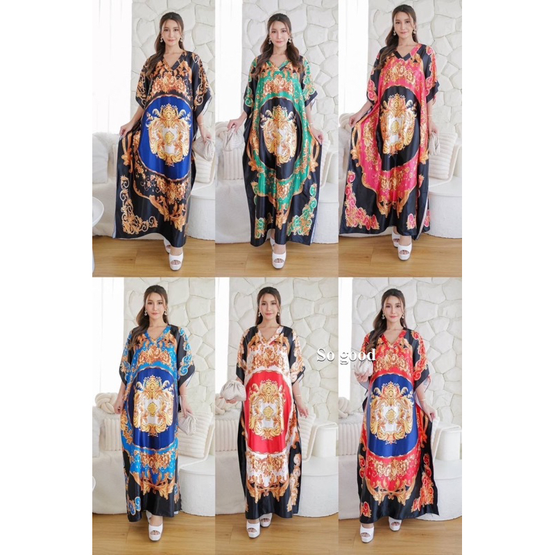 maxidress-เดรส-คอวี-แขนศอก-ผ้าซาติน-ลุคแพง-ต้องมีน้าาา