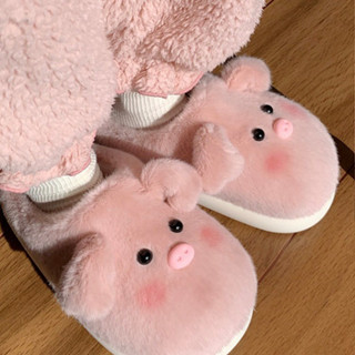 ส่งจากไทย🌸รองเท้า หมูชมพู Slipper สลิปเปอร์ขนนุ่ม