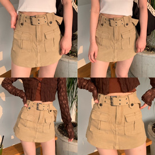 [ใส่โค้ด 𝑫𝑶𝑼𝑩𝑳𝑬𝑺𝑷𝟏𝟏 ลดทันที 15%] 🧺🧸Belt y2k skirt🧺🧸 กางเกงกระโปรง s/m/l/xl