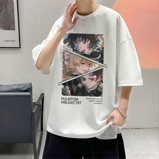 แฟชั่นเสื้อยืดแขนสั้น Anime Demon Slayer อนิเมะ สำหรับผู้ชาย