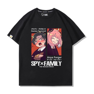 สไตล์ใหม่อนิเมะ Spy x Family เสื้อยืดผ้าฝ้ายแขนสั้น Arnia และ Damian พิมพ์รูปละคร อนิเมะเสื้อคู่