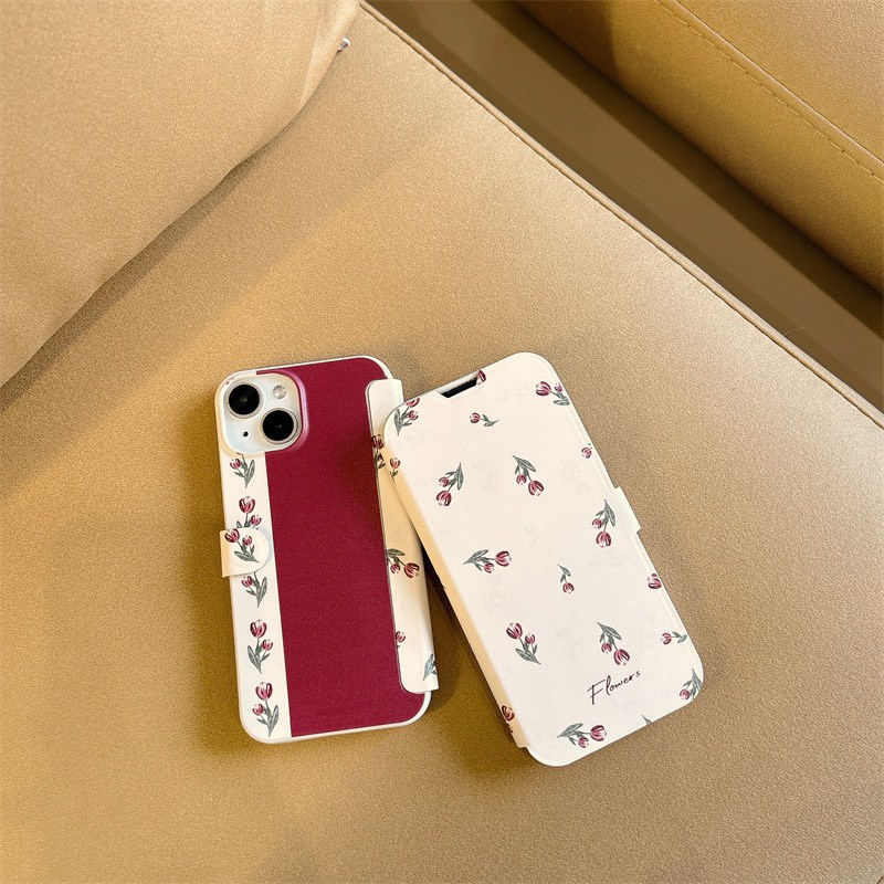 พร้อมส่งในไทย-เคสโทรศัพท์-เคสมือถือ-เคสฝาพับ-เคสพับทิวลิปแดง-tpu-r1817