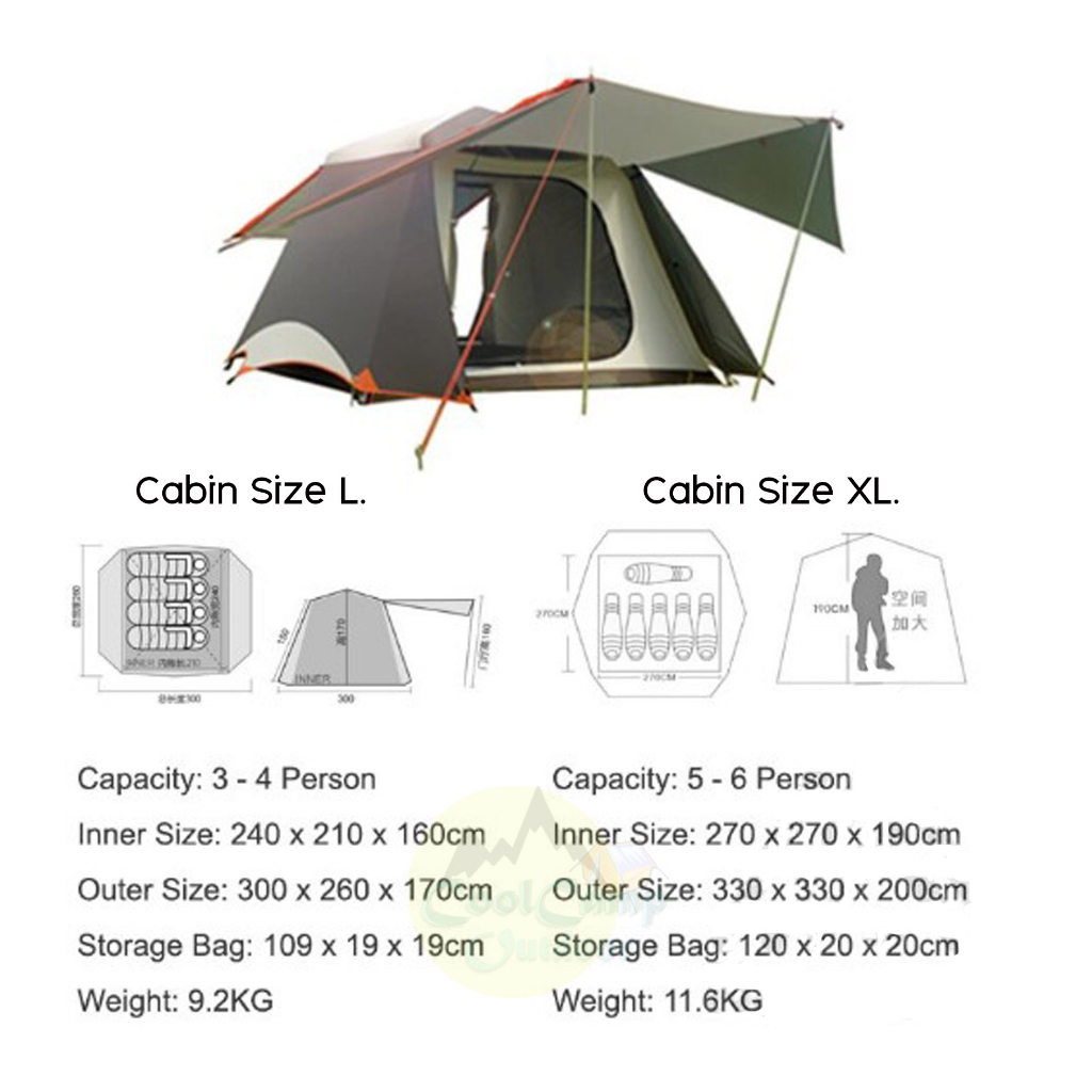 เต๊นท์-tent-vidalido-instant-size-l-amp-size-xl-รุ่นใหม่-เคลือบ-silver-code-ป้องกันรังสี-uv-สินค้าพร้อมส่งจากไทย