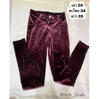 กางเกงขายาวผ้ากำมะหยี่ ไซส์ XS - Black_Crab