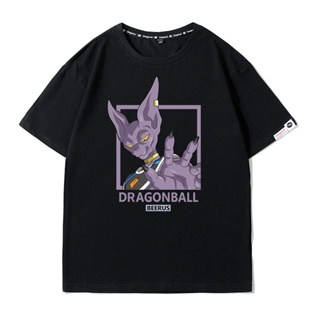 เสื้อยืดอะนิเมะ Dragon Ball God of Destruction Beerus เสื้อยืดแขนสั้น Super Saiyan เสื้อยืดอะนิเมะ