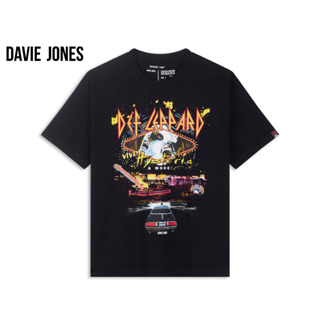 DAVIE JONES เสื้อยืดโอเวอร์ไซส์ พิมพ์ลาย สีดำ Graphic Print Oversize T-Shirt in black TB0344BK