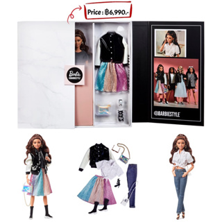 Barbie Signature @BarbieStyle Fully Posable Fashion Doll (Brunette) with 2 Tops, Skirt, Jeans, Jacket, 2 Pairs of Shoes