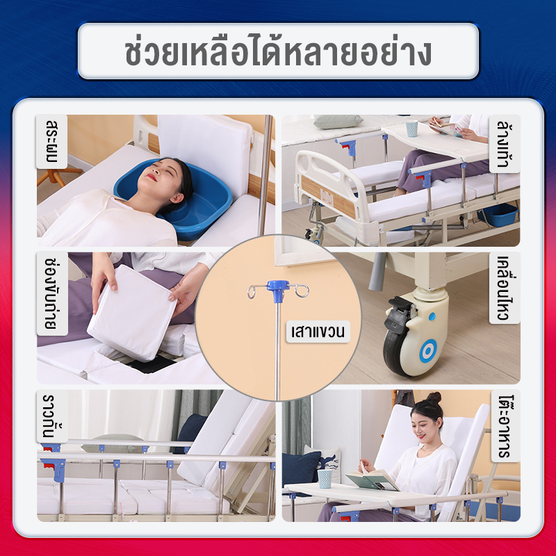 ภาพสินค้าHospital bed เตียงพยาบาลปรับที่บ้านมัลติฟังก์ชั่ผู้สูงอายุเตียงอัมพาตเตียงโรงพยาบาลพลิกเตียงทางการแพทย์ยกเตียงเตียงแพทย จากร้าน bangkoklove บน Shopee ภาพที่ 3