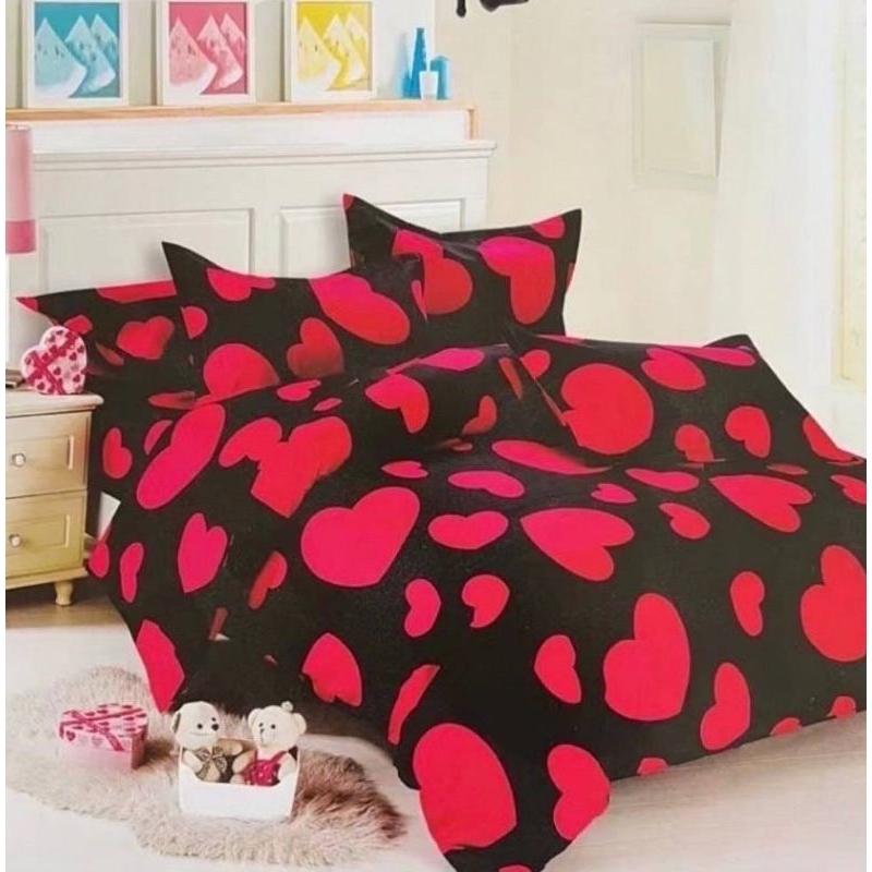 ส่งไว-ชุดเครื่องนอนครบเซ็ท-ผ้าปูที่นอนพร้อมผ้านวมมีครบทุกขนาด-ลายคู่รัก-ลายหัวใจสีแดง