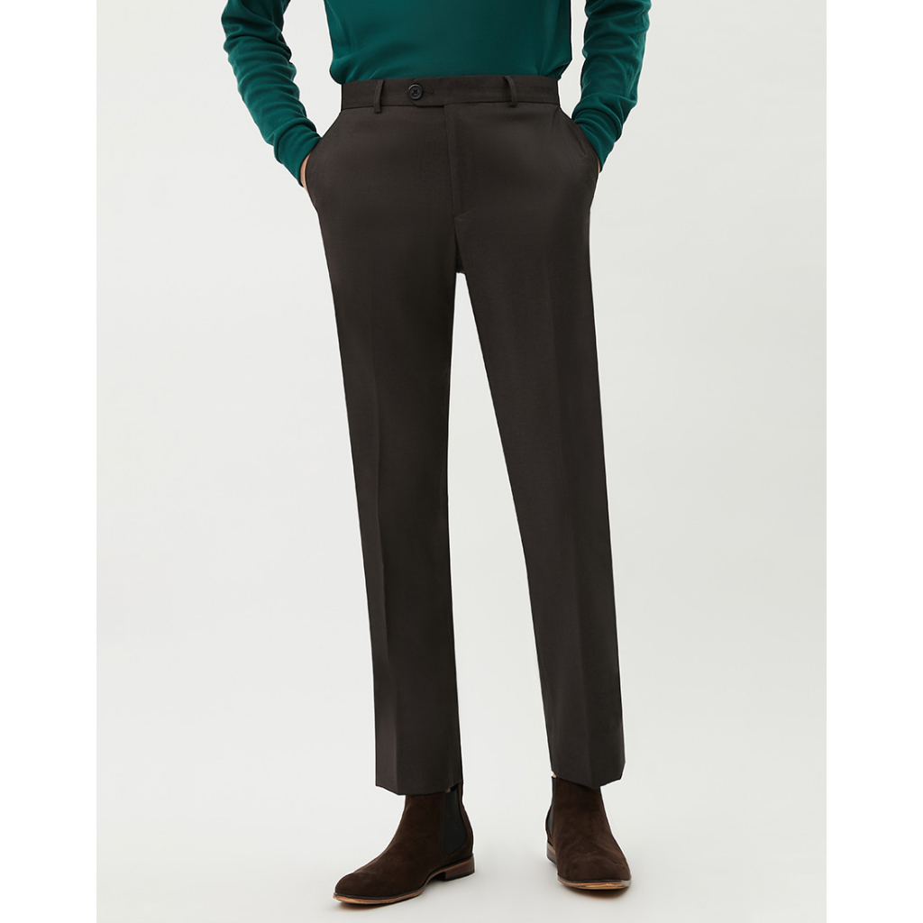 DAPPER กางเกงทำงาน รุ่น Essential Stretch ทรง Regular-Fit สีน้ำตาลเข้ม ...