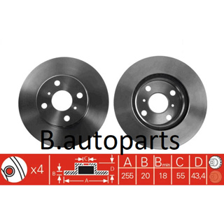 จานเบรคหน้า TOYOTA VIOS NCP41 NCP42 1.3 1.5 2003-2007 YARIS 1.3 1.5 2003-2005 RUNSTOP /คู่