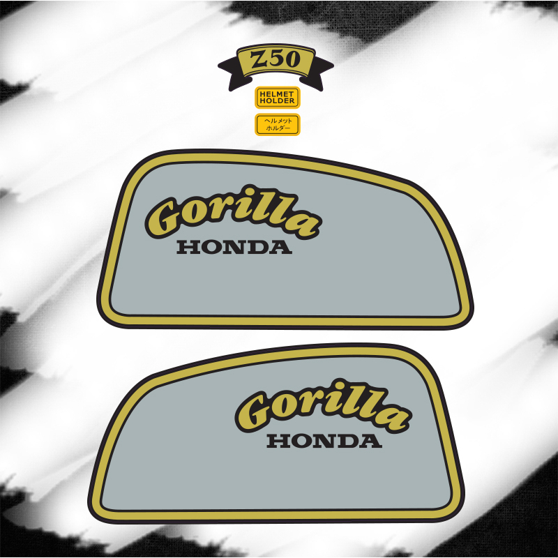 sticker-ติดถังน้ำมัน-honda-gorilla-เทาขอบทอง