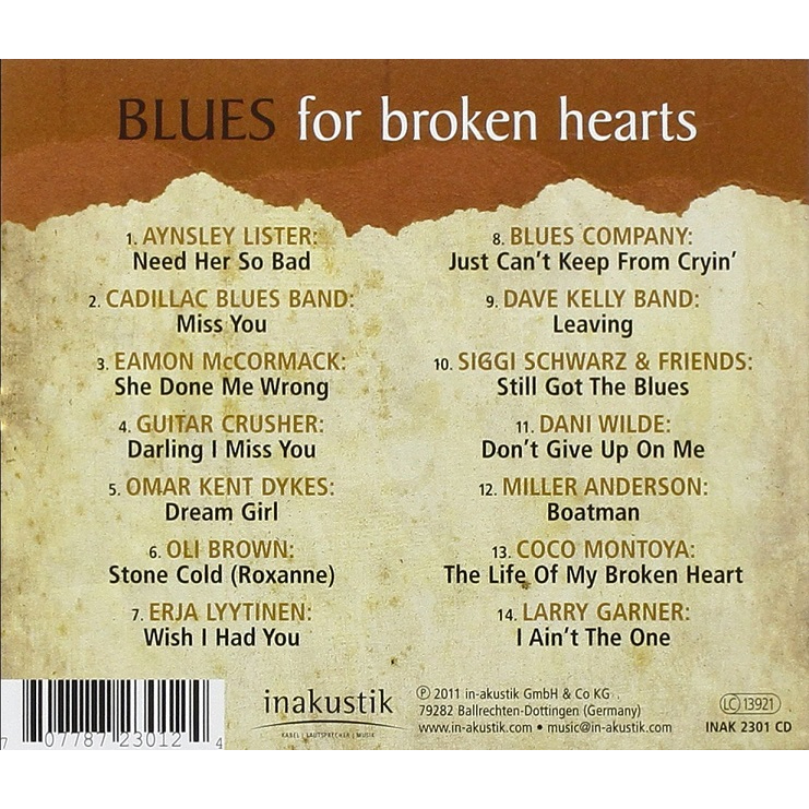 cd-audio-คุณภาพสูง-เพลงสากล-blues-for-broken-hearts-ทำจากไฟล์-flac-คุณภาพเท่าต้นฉบับ-100