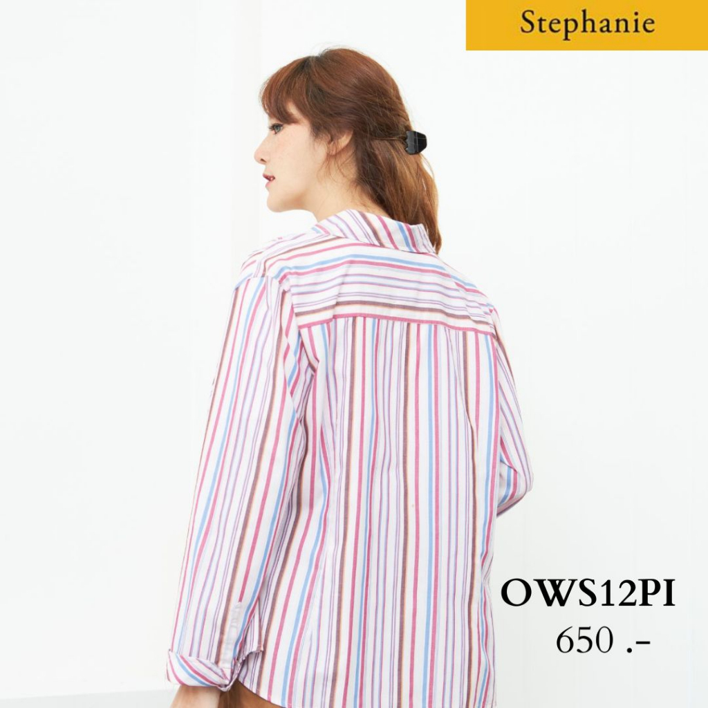 gsp-stephanie-เสื้อมีปก-แขนยาว-ลายทางสีพลาสเทลชมพู-ows12pi