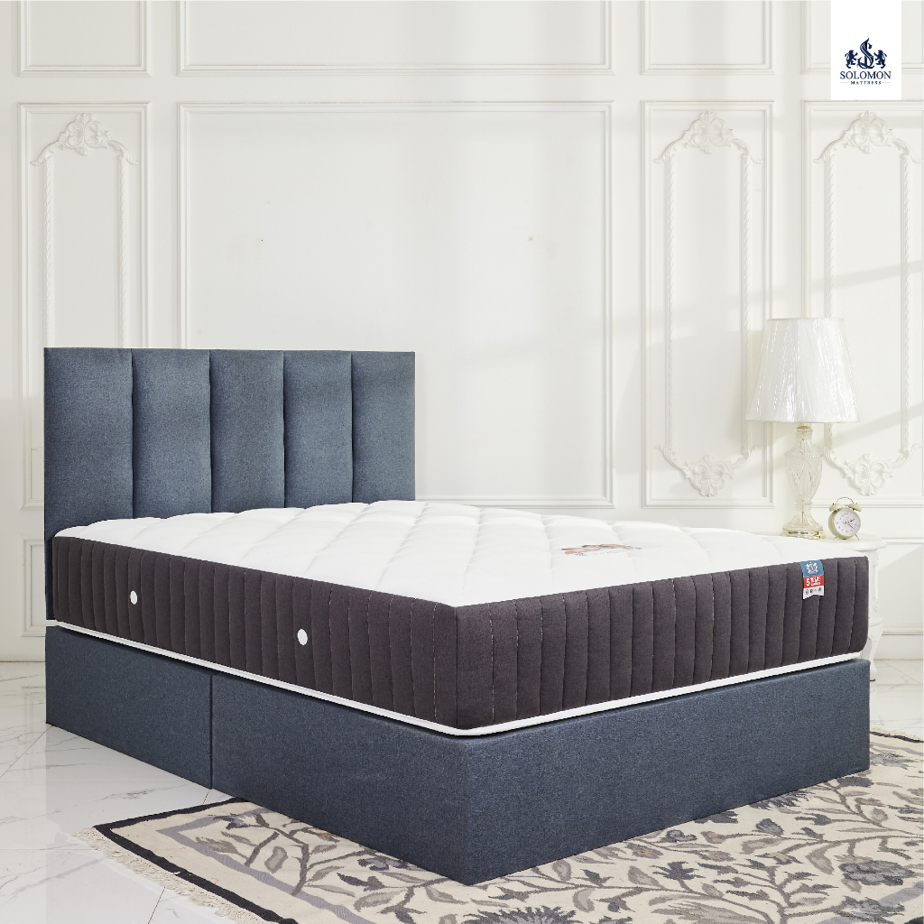 Solomon mattress รุ่น BERLIN ชุดที่นอนพร้อมเตียงดีไซน์หรู เลือกได้ทั้งที่นอนสปริงและยางพารา ขนาด 3.5, 5 และ 6 ฟุต