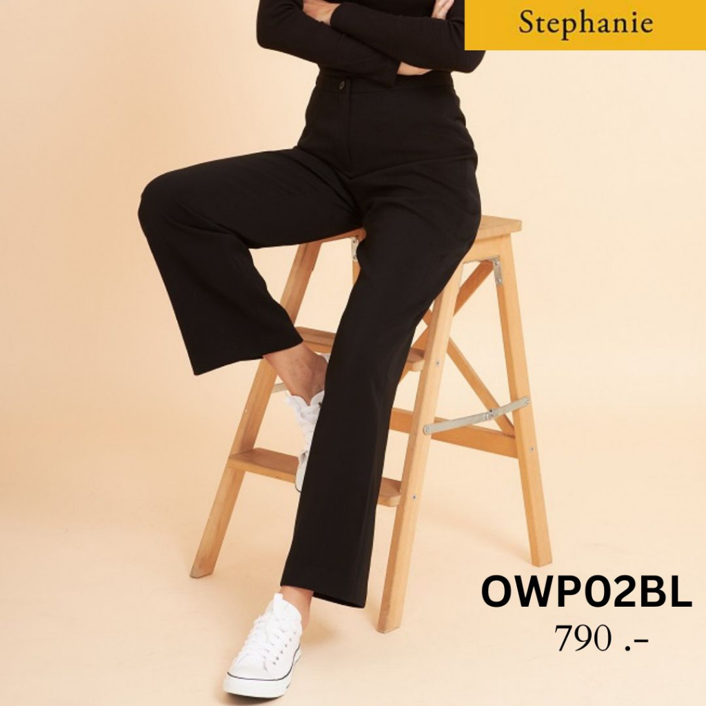 stephanie-กางขายาวสีดำ-ขาทรงบาน-owp02bl