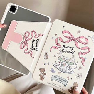 🪐24 ชั่วโมงเคส🪐 เคสiPadหมุน 360° Air5 Gen9 Bunny Friends ช่องใส่ปากกาขวา Acrylic เคส ipad Pro 11 2021 gen10 air4 air3