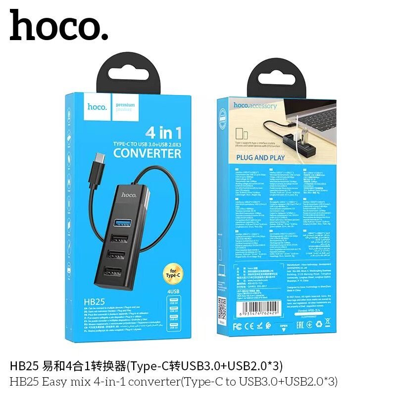 Hoco HB25 4in1 HUB USB รองรับ 3.0 HUB Type-C สายพ่วง | Shopee Thailand
