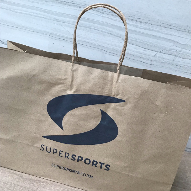 ถุงกระดาษ-ถุง-แบรนด์-super-sports-ของแท้-สวยมาก-supersports-มีลายของแบรนด์-ใบใหญ่-จุเยอะ-แนะนำมาก