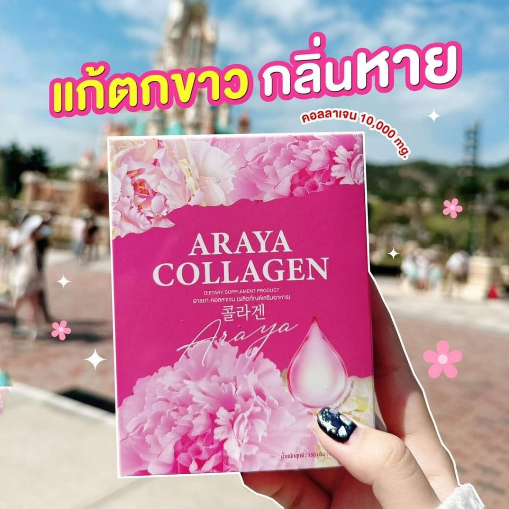 ภาพหน้าปกสินค้าโปรพิเศษเอาใจสาว (1กล่อง 10 ซอง)ส่งฟรี คอลลาเจนบำรุงภายในผู้หญิง Araya Collagen 100% คอลลาเจนผิวขาว