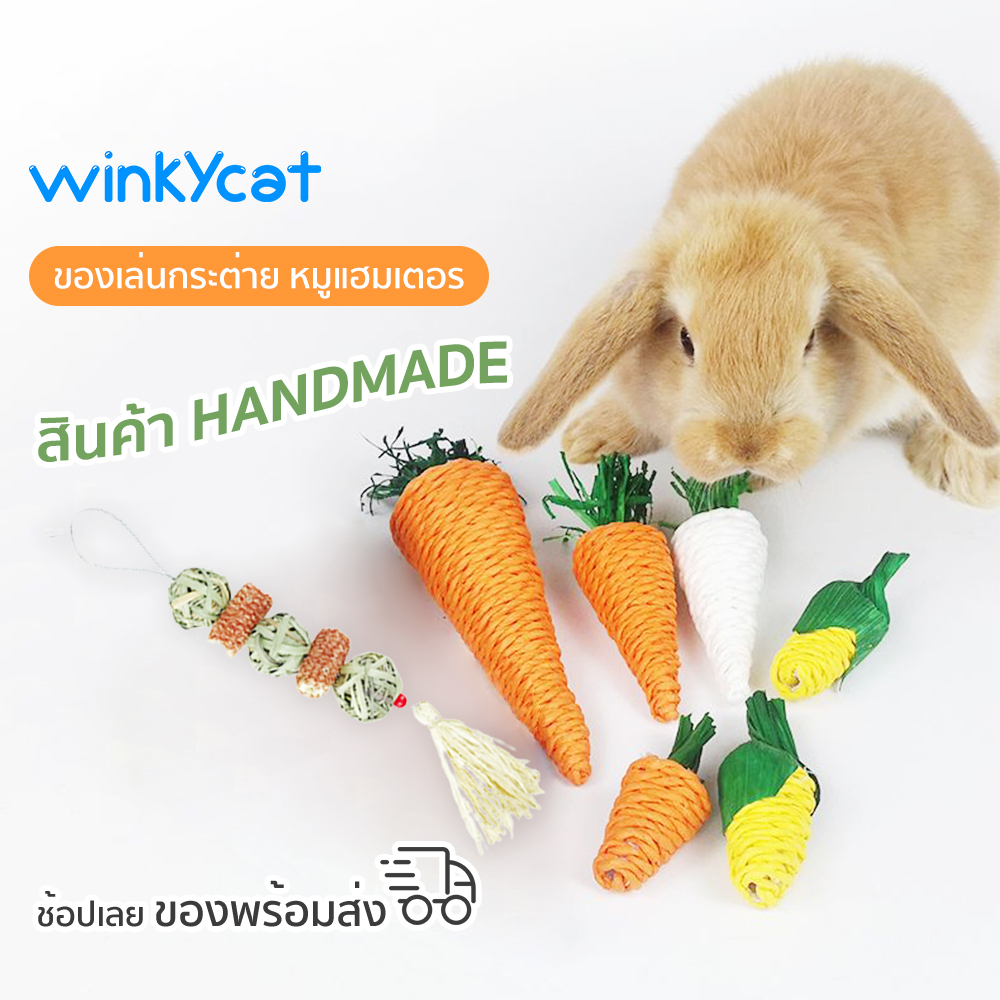 winky-wink-ของเล่นกระต่าย-แครอทขัดฟัน-ลูกบอลหญ้า-ไม้ลับฟันจากธรรมชาติ-สะอาด-ปลอดภัย-แทะสนุกทั้งวัน