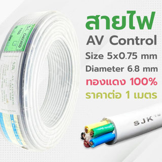 สายไฟ 5CX0.75sq.mm สีเทา ยี่ห้อ SJK สายมัลติคอร์ 5 คอร์ สาย AV Control สายคอนโทรล สายสัญญาณ [ราคาต่อ 1 เมตร]