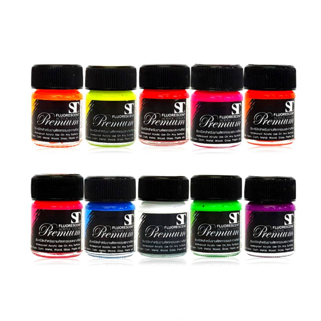 สี-สีอะคริลิค-สีสะท้อนแสง-เอสที-st-ขนาด-15-ml-fluorescent-acrylic-colour-1ขวด-พร้อมส่ง