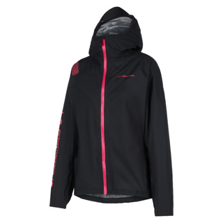 LA SPORTIVA POCKETSHELL JKT WOMEN BLACK/HIBISCUS - เสื้อกันฝนสำหรับวิ่ง วิ่งเทรล ผู้หญิง