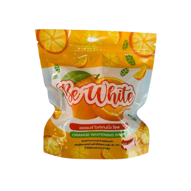 สบู่บีอีไวท์-สบู่ส้มบีอีไวท์-be-white-orange-whitening-soap-80-g