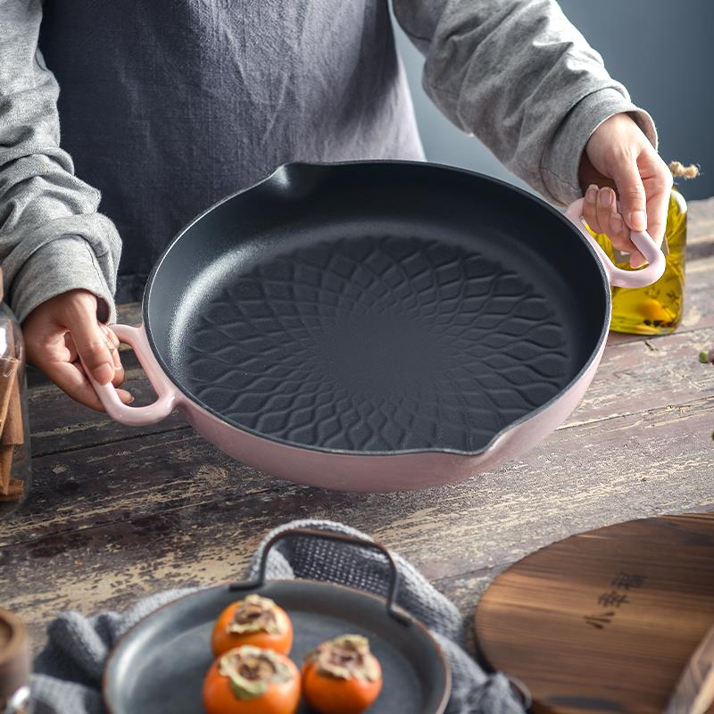 little-happiness-enamel-pan-non-stick-pan-pan-pan-uncoated-household-pancake-pan-egg-pan