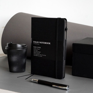 Folio: Black Edge Notebook A5 (Ruled) สมุดจดบันทึกปกสีดำ แบบมีเส้น พิเศษขอบดำ 96 แผ่น