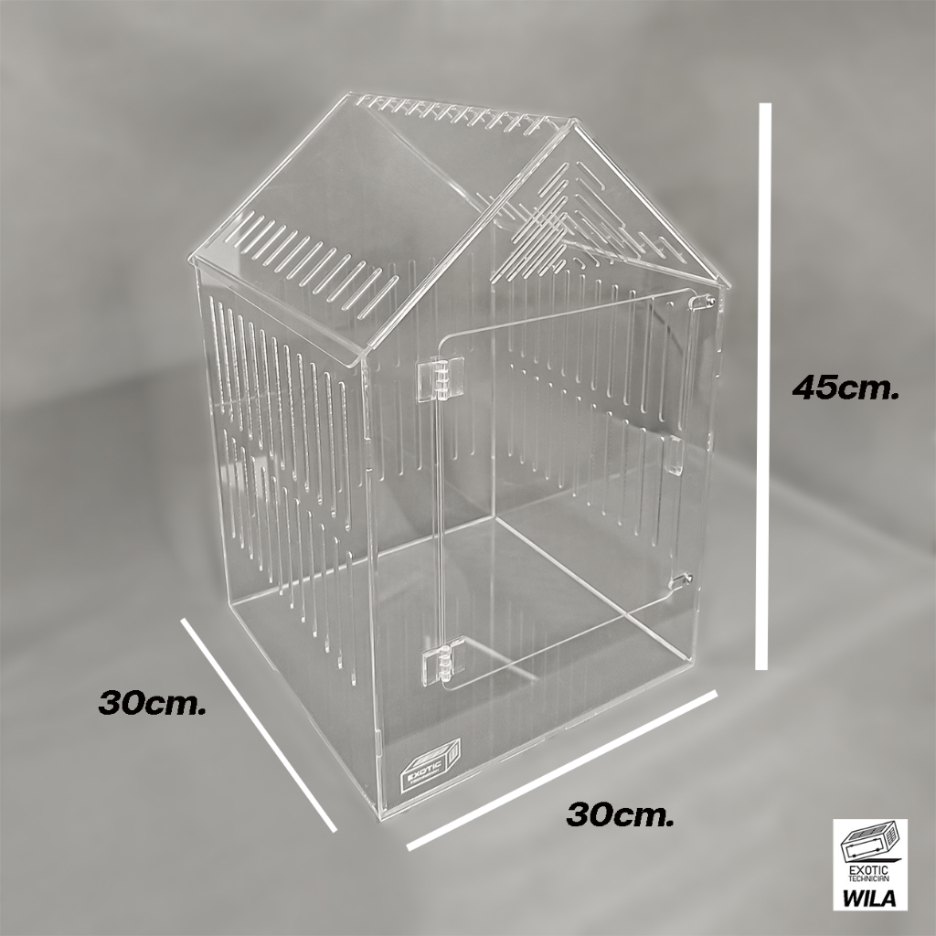 กรงทรงจั่ว-อะคริลิค-ขนาด-30-30-45-cm-สำหรับสัตว์เลี้ยง-หนูแฮมสเตอร์-ดอร์เม้าส์-acrylic-cage-by-exotic-technician