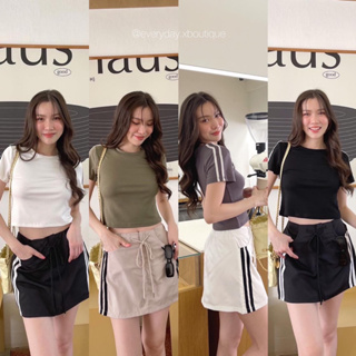 “MINI SKIRT W/STRIPES”(มีซับในให้เป็นขาสั้น) กระโปรงผ้า Nylon ทำแทบข้างค่าทุกคน👍🏻 งานแบบใหม่มาขายพร้อมส่งก่อนใคร tshop