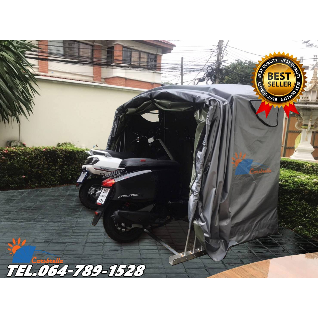 โรงจอดรถสำเร็จรูป-carsbrella-รุ่น-twin-scoot-aluminium-frame