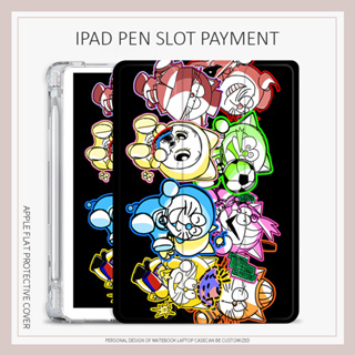 anime characters เคสไอเเพด พร้อมถาดใส่ปากกา air1/2/3/4/5 mini6 Doraemon เคส iPad gen 7 8 9 10 case iPad pro11 2022 cover