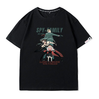 Spy × Family เสื้อยืดการ์ตูนอะนิเมะเสื้อผ้า Lloyd Fudge Ania Yor Briar ครอบครัวสามชุดคู่แขนสั้น Ins