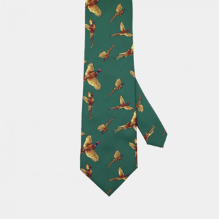 Green Bird Necktie - เนคไทสีเขียวลายนก