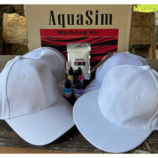 ชุด marbling cap kit AquaSim ชุดสำหรับพิมพ์หมวกด้วยเทคนิค marbling art ศิลปะบนผิวน้ำ อุปกรณ์ครบจบในชุด