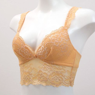 Annebra บราไร้โครง ตะขอหลัง เสริมฟองน้ำ Lace Wireless Bra รุ่น AB1-556 สีขาว, สีเหลือง