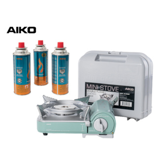 สินค้า AIKO #AK-8000R+GC-1000 สี Green เตาแก๊สมินิมอล 2.1 kw + AIKO สามกระป๋อง  ***รับประกัน 1 ปี
