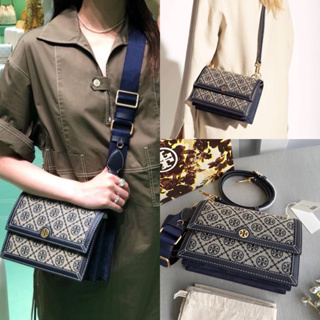 🎀 (สด-ผ่อน) กระเป๋า 2 สาย สีเนวี่ 9 นิ้ว 135845 Shop Tory Burch Small T Monogram Shoulder Bag