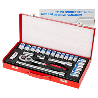 MOLITA TOOLS ชุดเครื่องมือ ประแจ ชุดบล็อก 24 ชิ้น ขนาด 1/2 (4หุน)