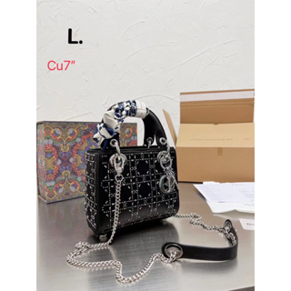 🔥Size 7 นิ้ว 🔥กระเป๋าสะพายข้างหนังดำด้าน ❤️ Dior ❤️ภาพถ่ายจากงานจริง ( Box )
