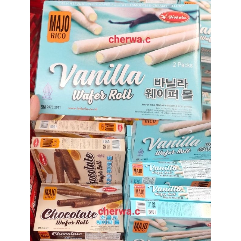 kokola majo rico vanilla & chocolate wafer roll 120 g มาจอ ริโก้ เวเฟอร ...